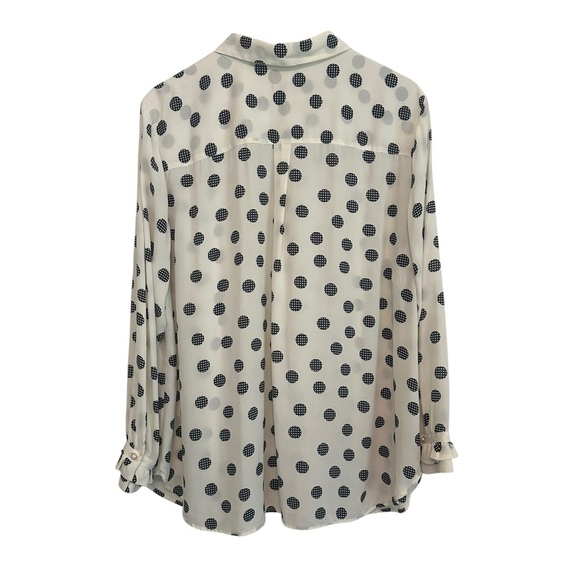 Talbots Women's 2X Polkadot Work Casual PLUS Collared Long Sleeve Button Up Top - Picture 3 of 3